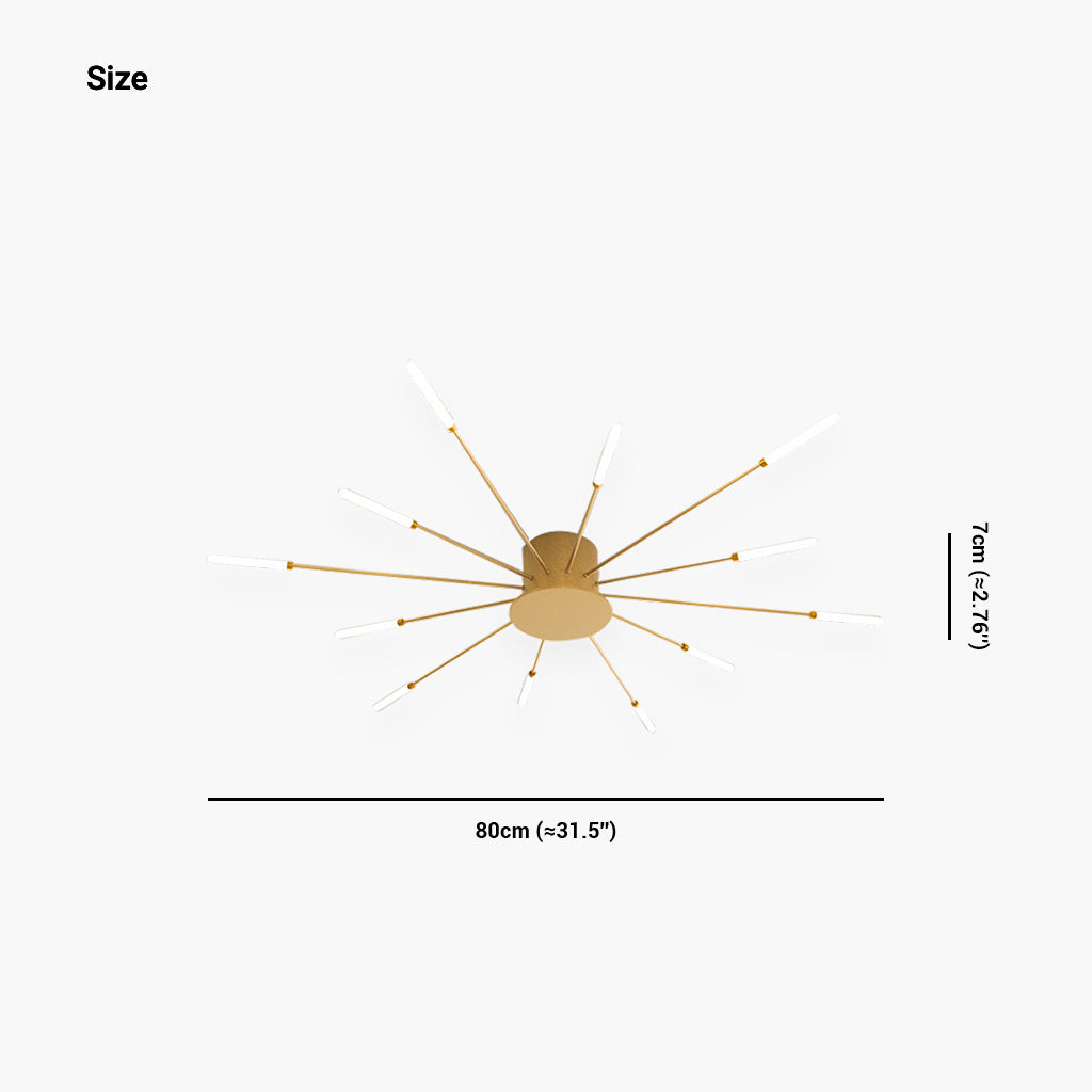 LED Chandelier Ceiling Light Unique Starburst, Black/Gold