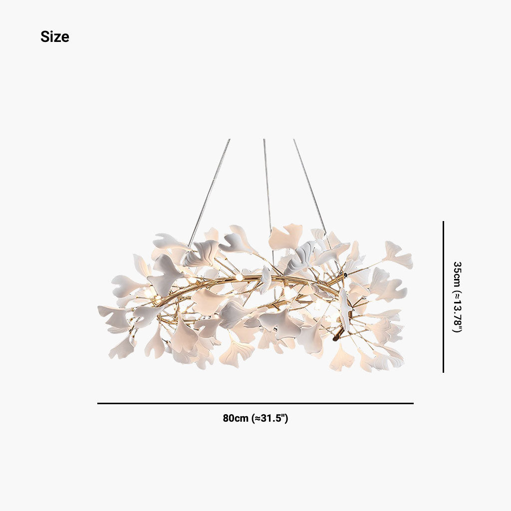 Chandelier Unique Luxury Ceramic White Ginkgo Leaves