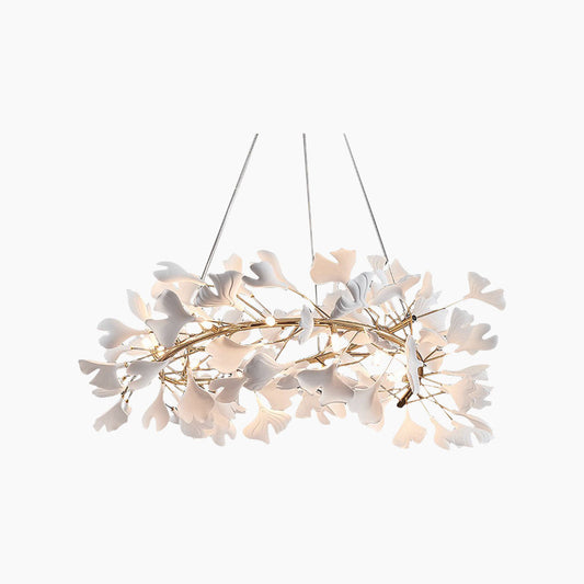 Chandelier Unique Luxury Ceramic White Ginkgo Leaves