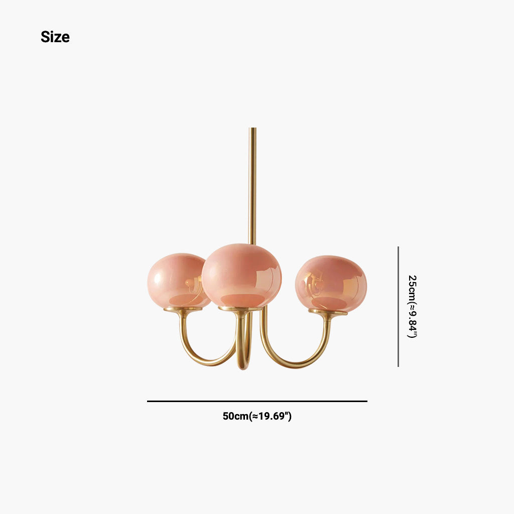 Chandelier Elegant Cream French Glass Ball, Pink / White