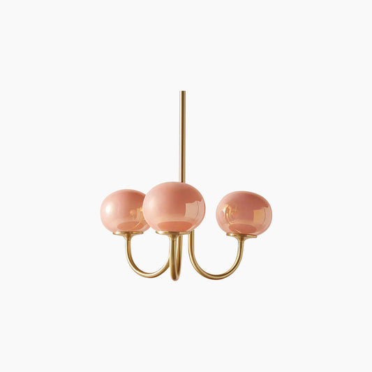 Chandelier Elegant Cream French Glass Ball, Pink / White