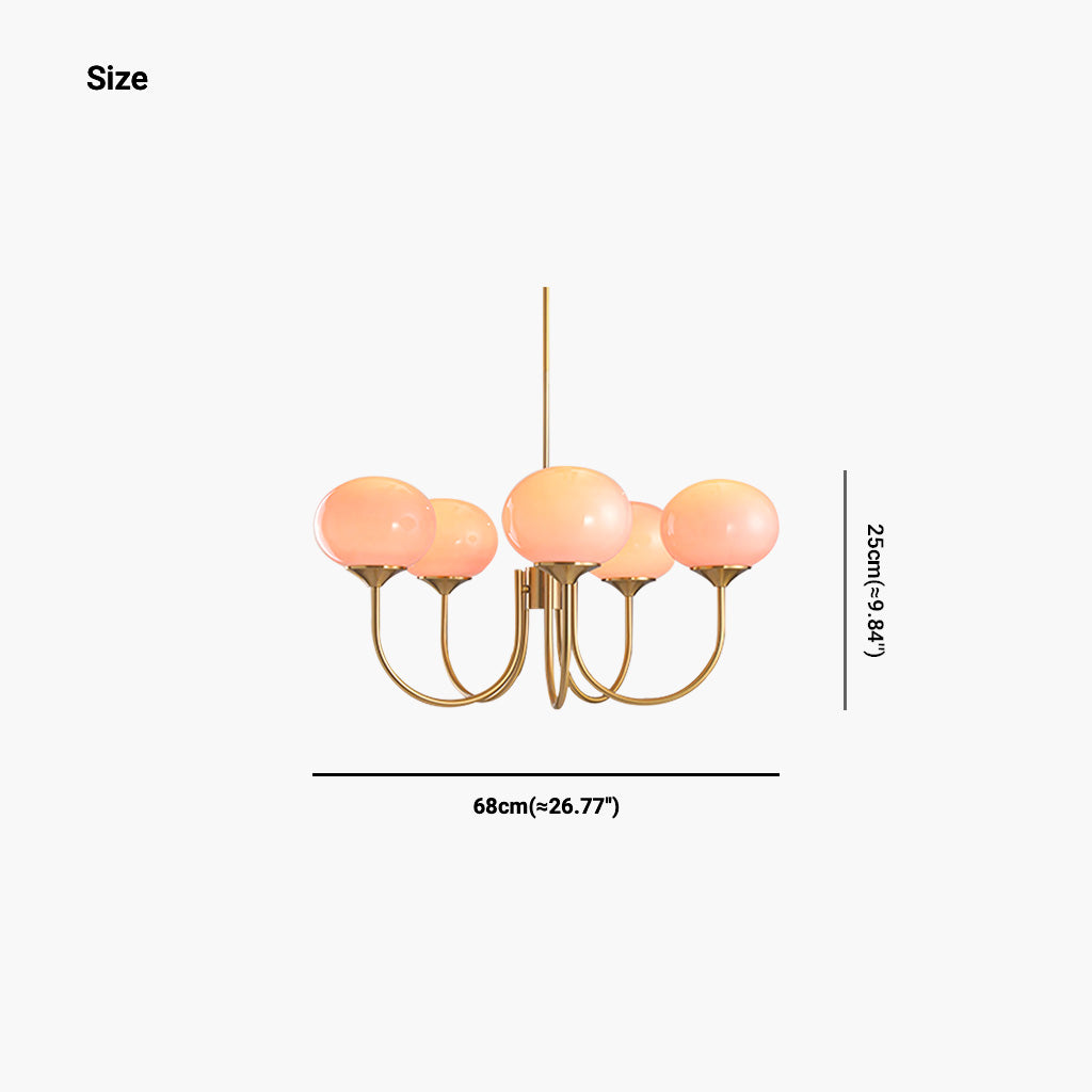 Chandelier Elegant Cream French Glass Ball, Pink / White