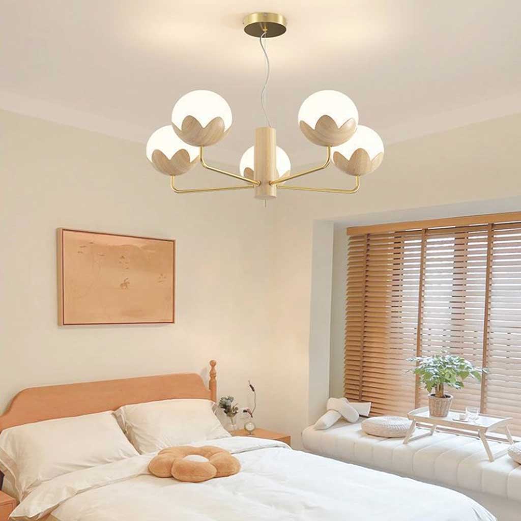 Chandelier Nordic Glamorous Cream Globe Flower Bud