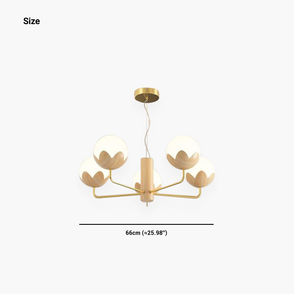 Chandelier Nordic Glamorous Cream Globe Flower Bud