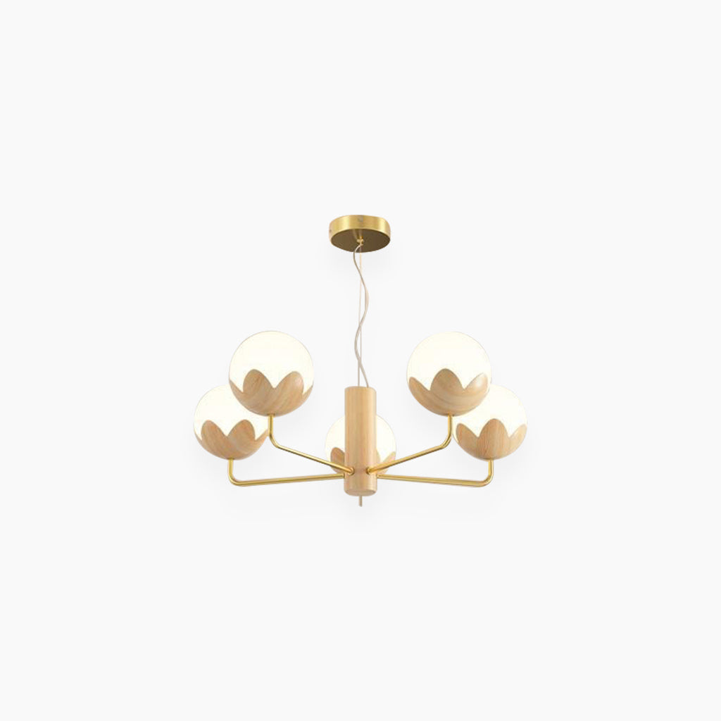 Chandelier Nordic Glamorous Cream Globe Flower Bud