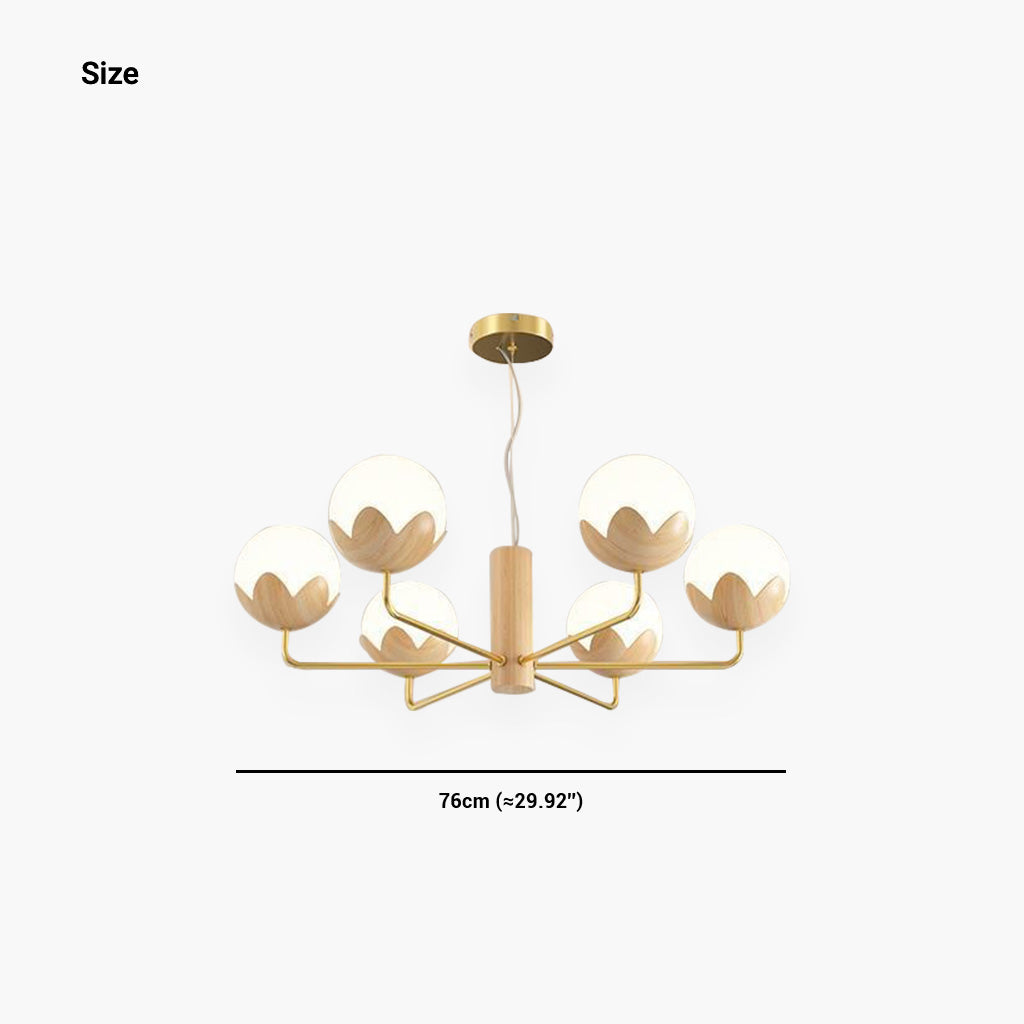 Chandelier Nordic Glamorous Cream Globe Flower Bud