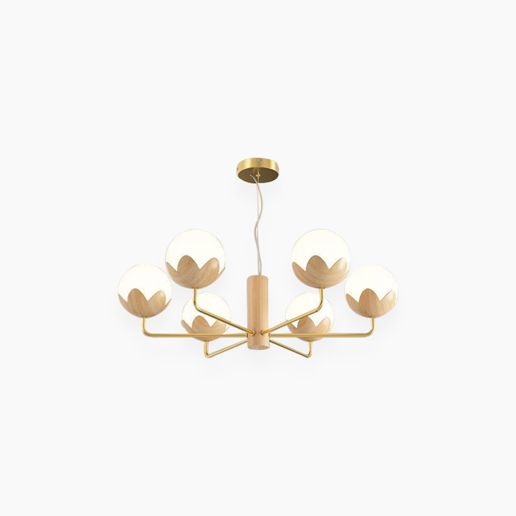 Chandelier Nordic Glamorous Cream Globe Flower Bud