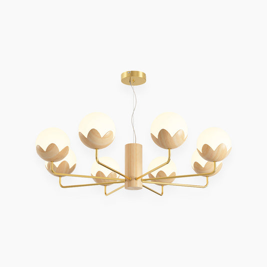 Chandelier Nordic Glamorous Cream Globe Flower Bud