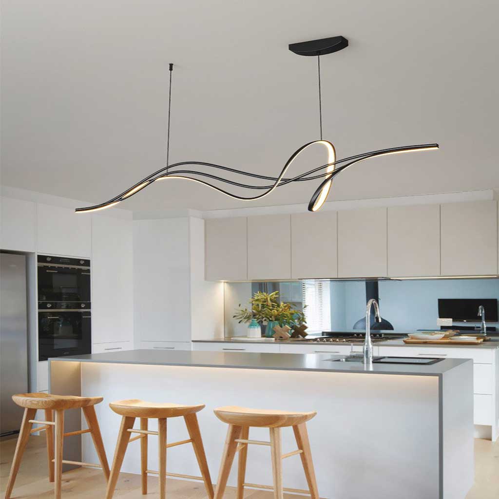 Chandelier Unique Minimalist Curved Wave LED, Black / White
