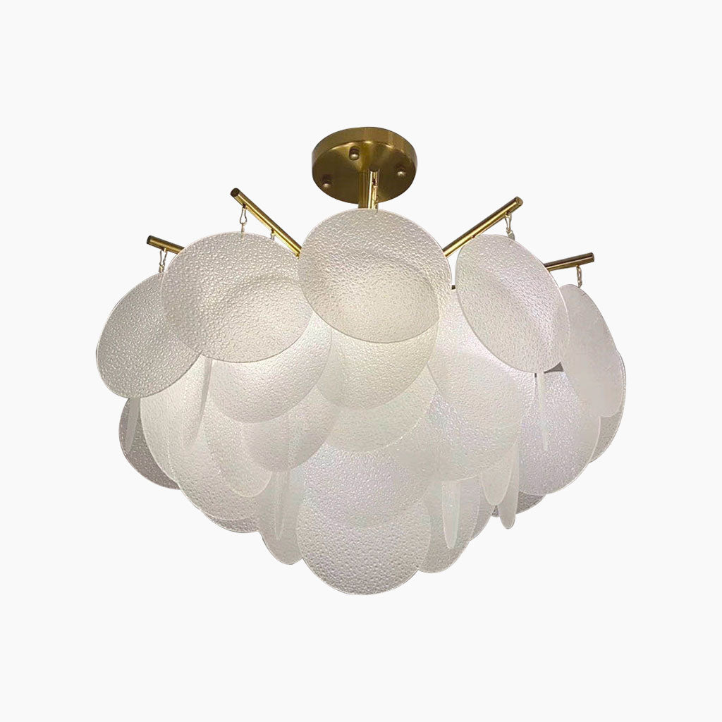 Chandelier Nordic Elegant Nimbus Round Glass, White & Gold