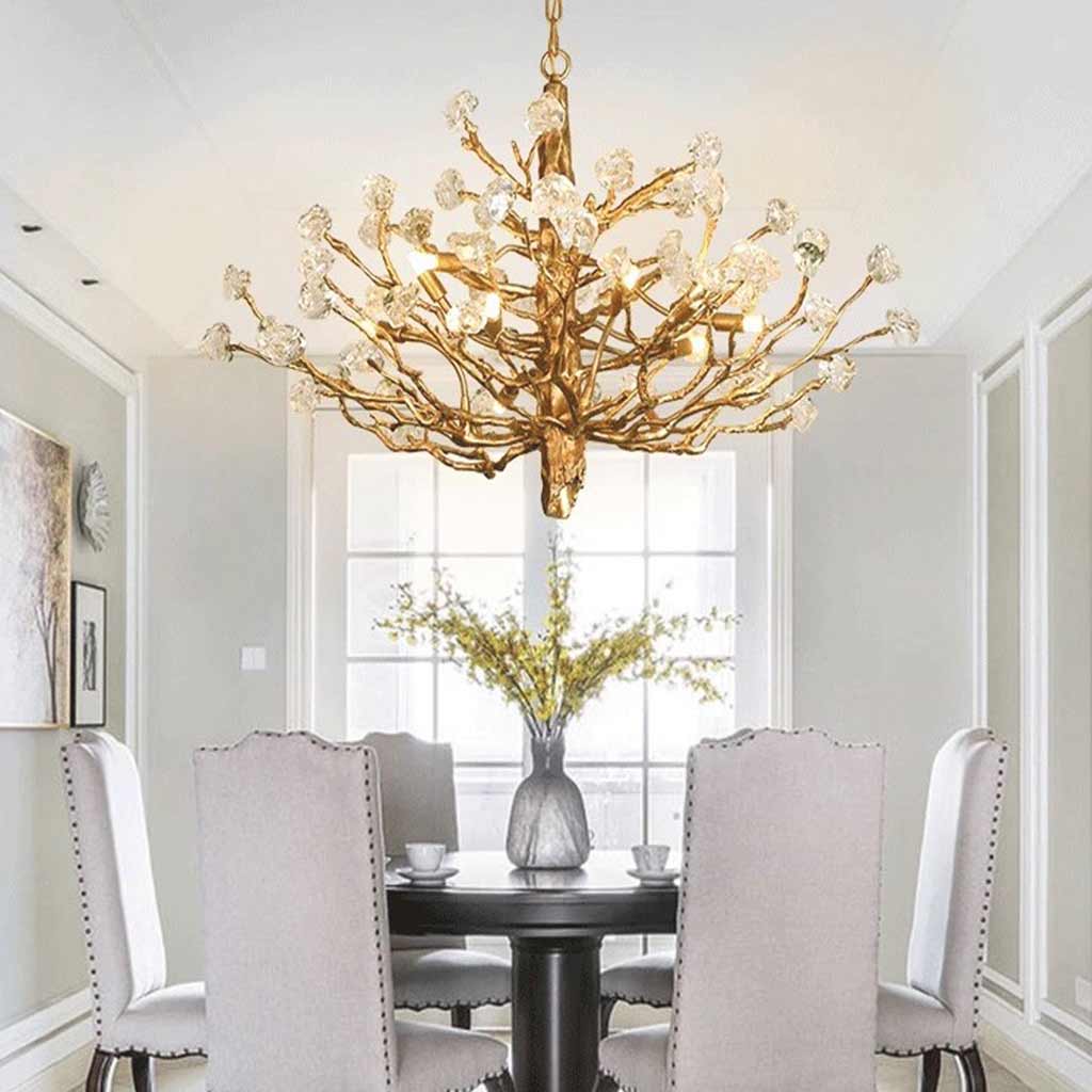 Chandelier Vintage Unique Gemstone Brass Tree Branch