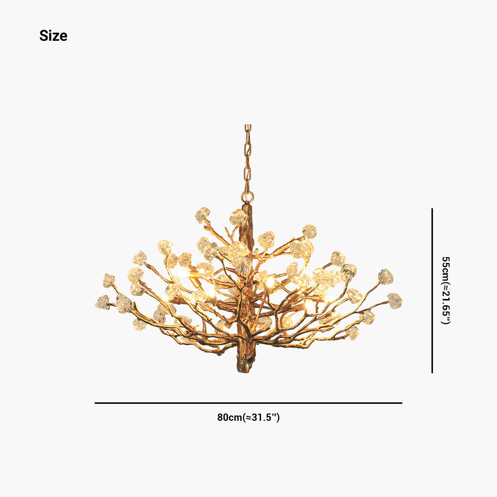 Chandelier Vintage Unique Gemstone Brass Tree Branch