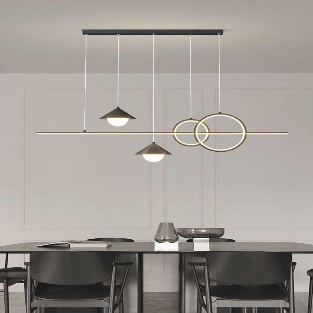 Chandelier Modern Minimalist Geometric Linear LED, Black / White