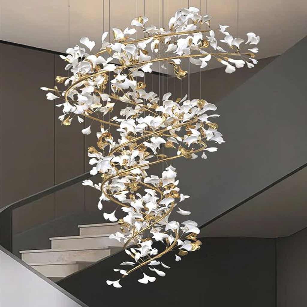 Chandelier Grand Long High Ceiling Ginkgo Branch