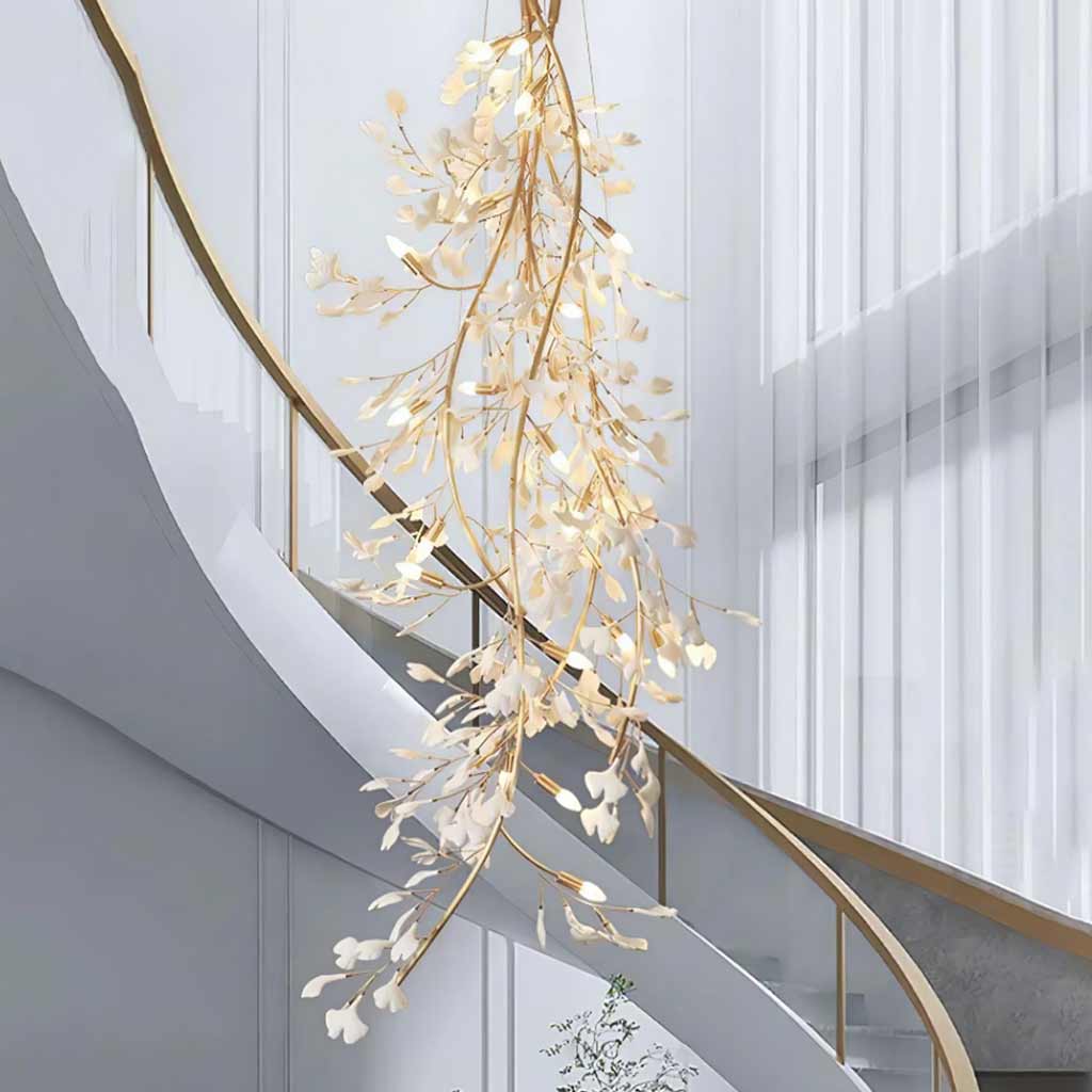 Chandelier Grand Long High Ceiling Ginkgo Branch