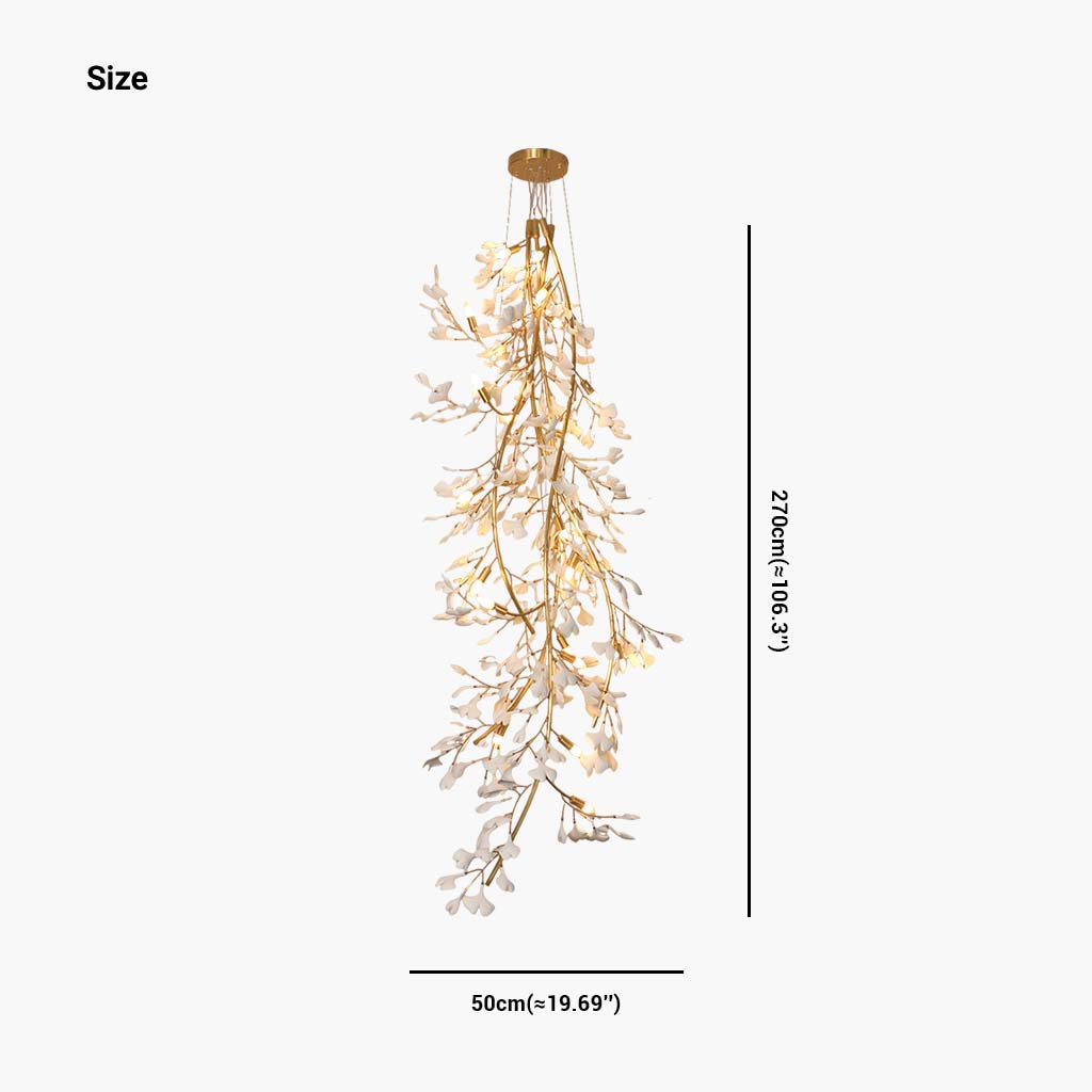 Chandelier Grand Long High Ceiling Ginkgo Branch