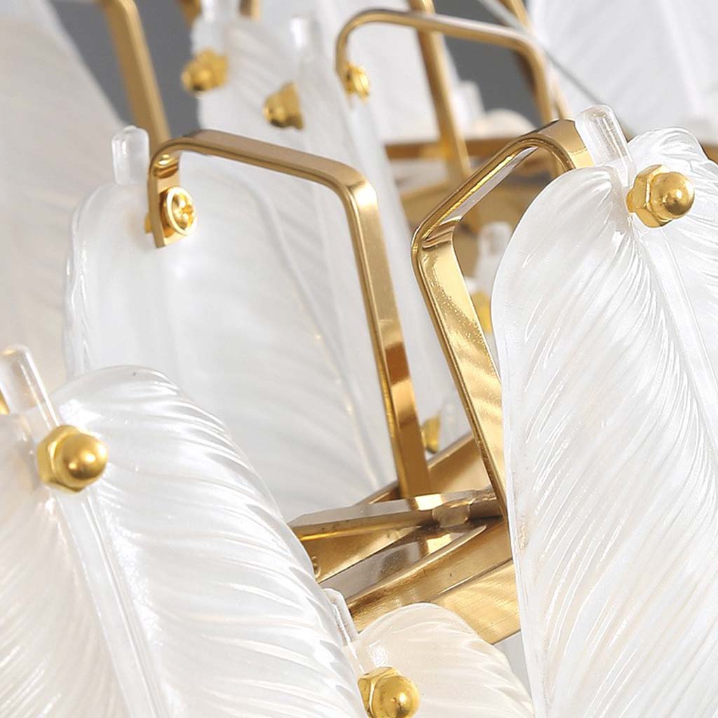 Chandelier Luxury Glass Feather Round / Rectangular, Gold&White