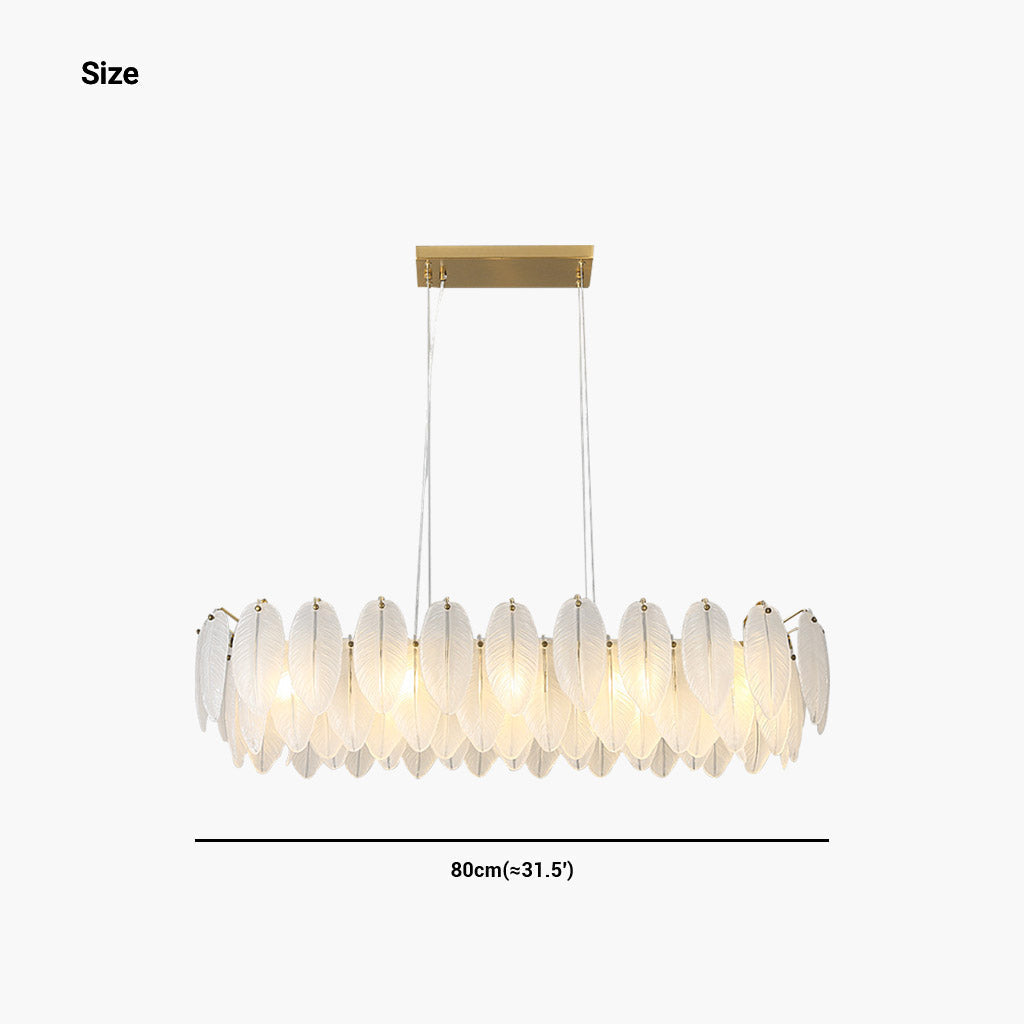 Chandelier Luxury Glass Feather Round / Rectangular, Gold&White