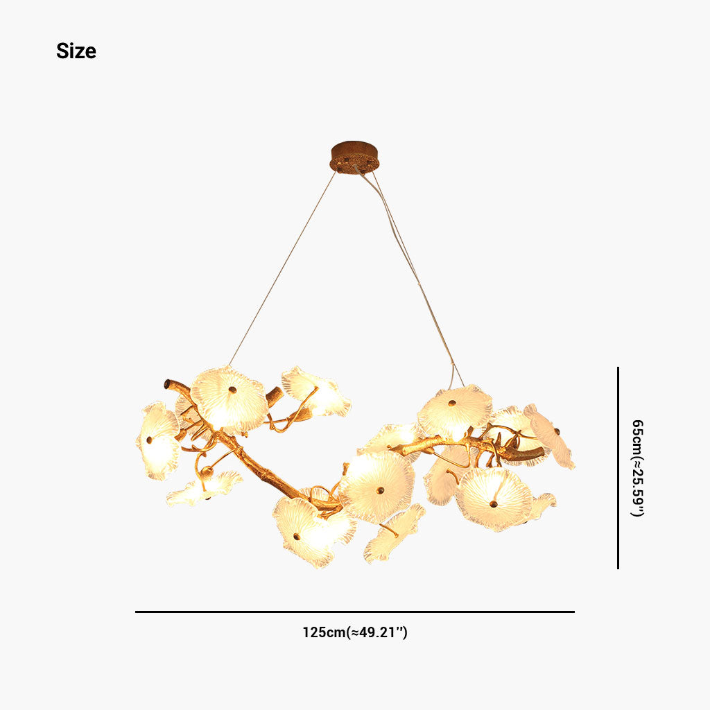 Chandelier Post-Modern High Ceiling Artistic Brass Branch Lotus