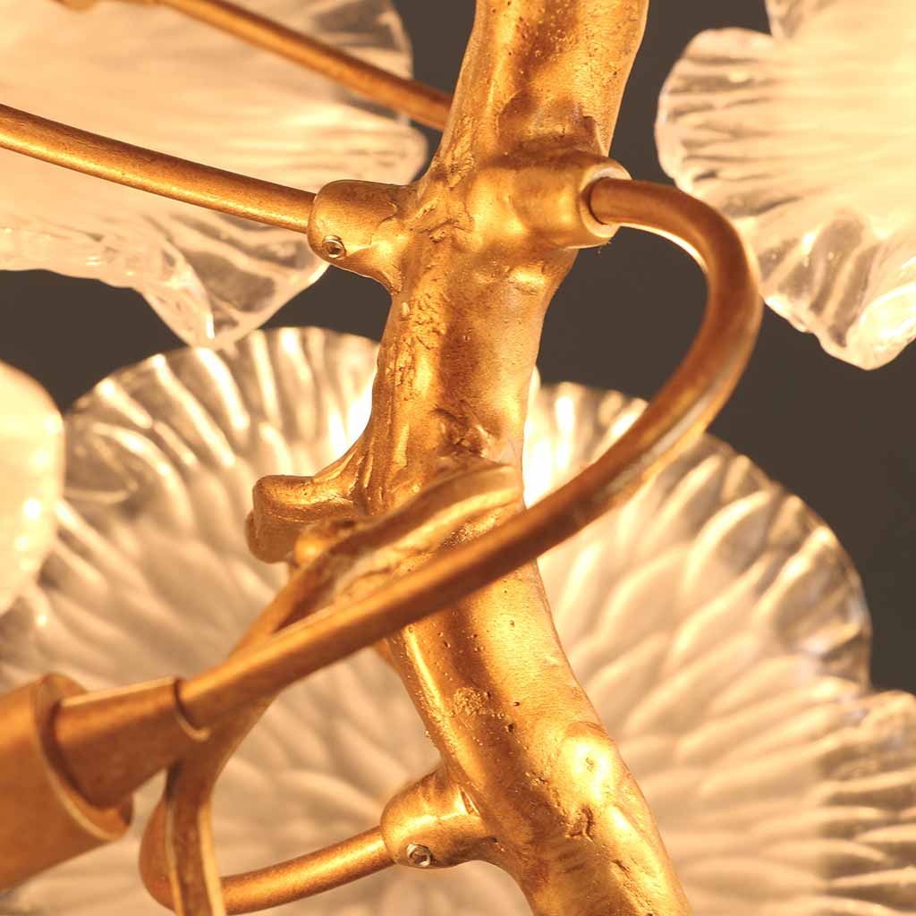 Chandelier Post-Modern High Ceiling Artistic Brass Branch Lotus