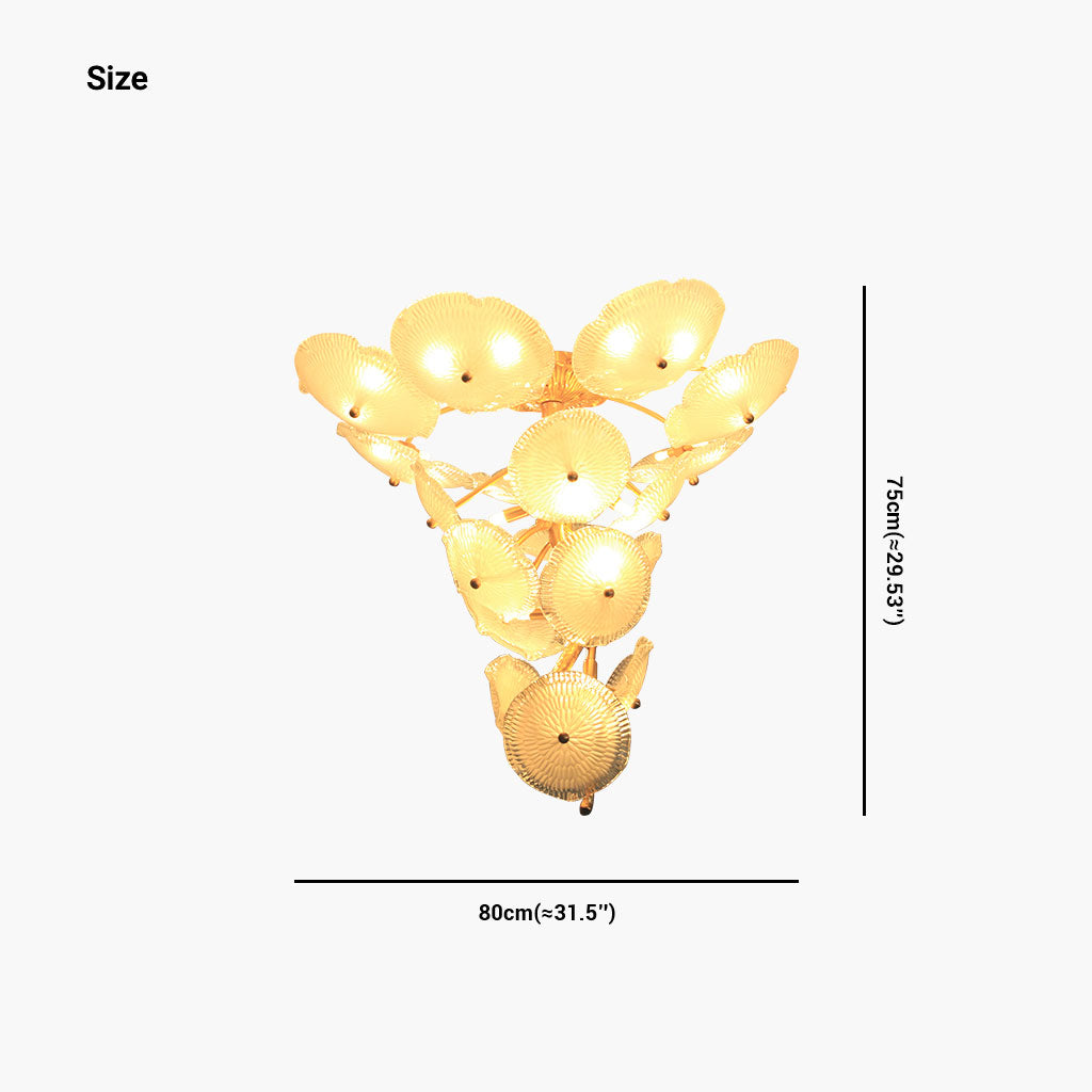 Chandelier Post-Modern High Ceiling Artistic Brass Branch Lotus