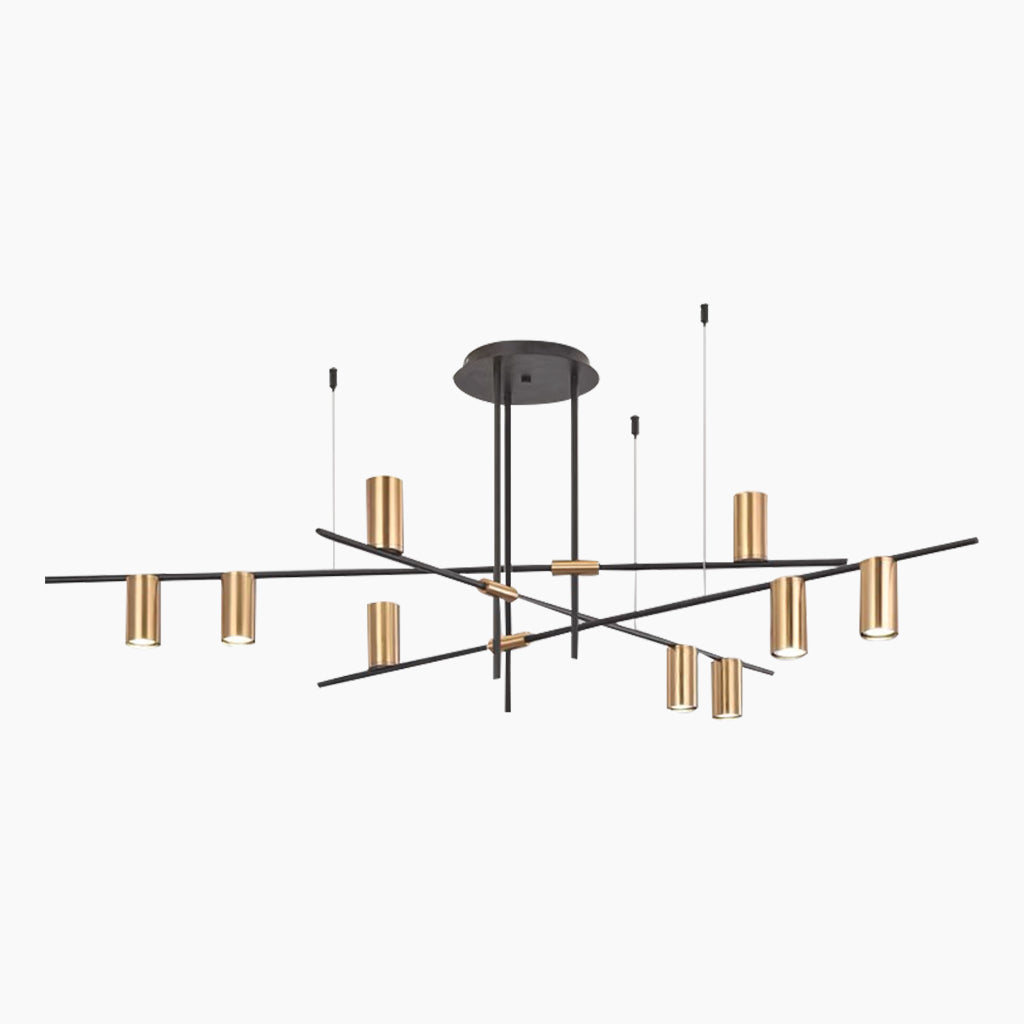 Chandelier Unique Iron Uplight & Downlight, Black / Gold