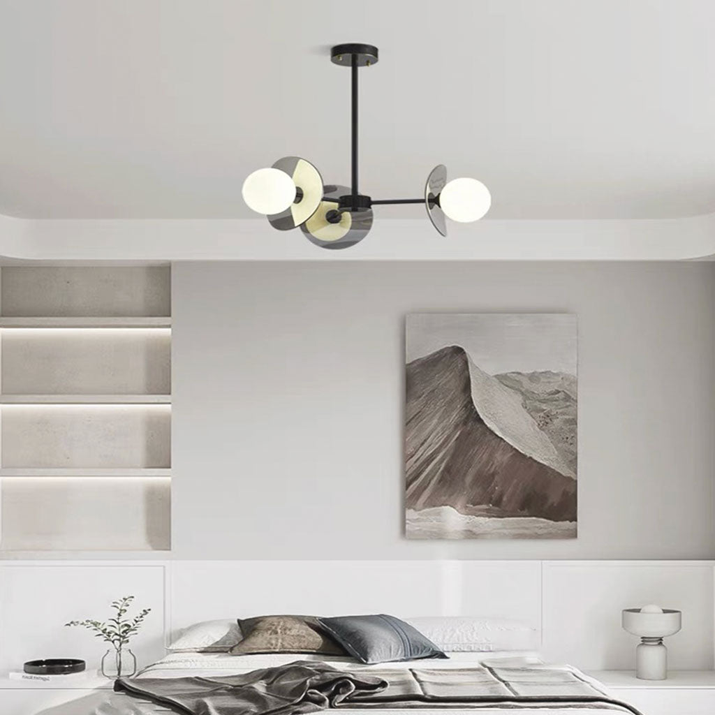 Living Room Chandelier Modern Italian Black Copper White Glass Globe