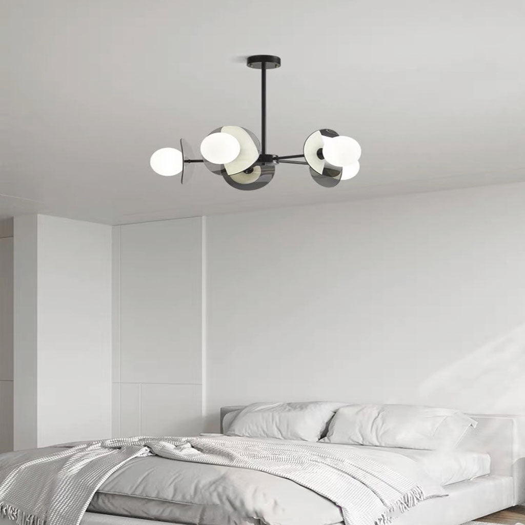 Living Room Chandelier Modern Italian Black Copper White Glass Globe