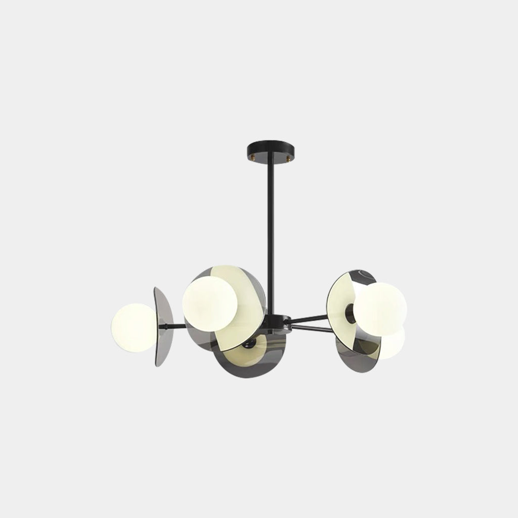 Living Room Chandelier Modern Italian Black Copper White Glass Globe