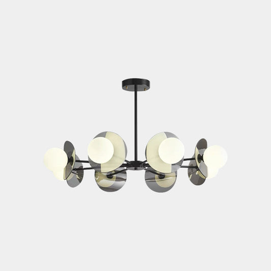 Living Room Chandelier Modern Italian Black Copper White Glass Globe