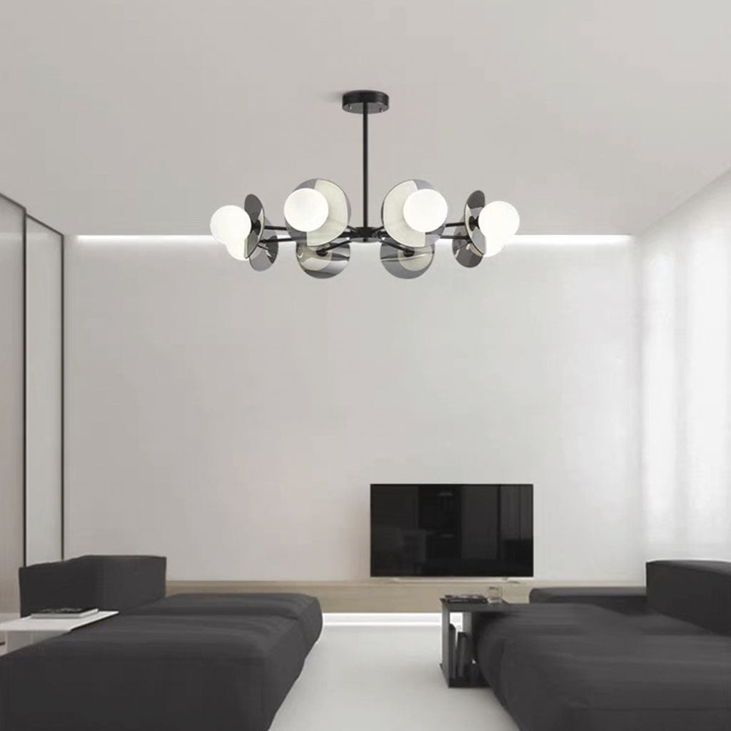 Living Room Chandelier Modern Italian Black Copper White Glass Globe