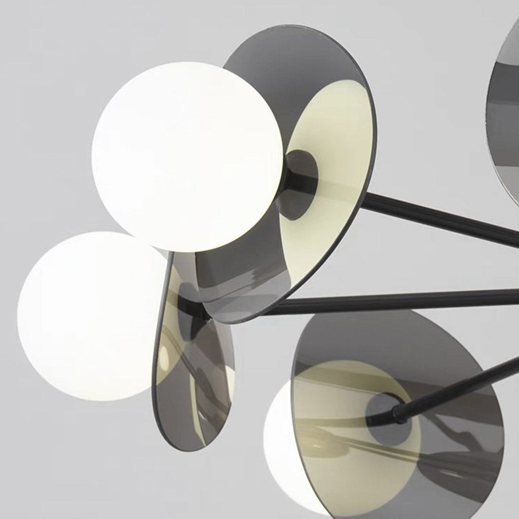 Living Room Chandelier Modern Italian Black Copper White Glass Globe