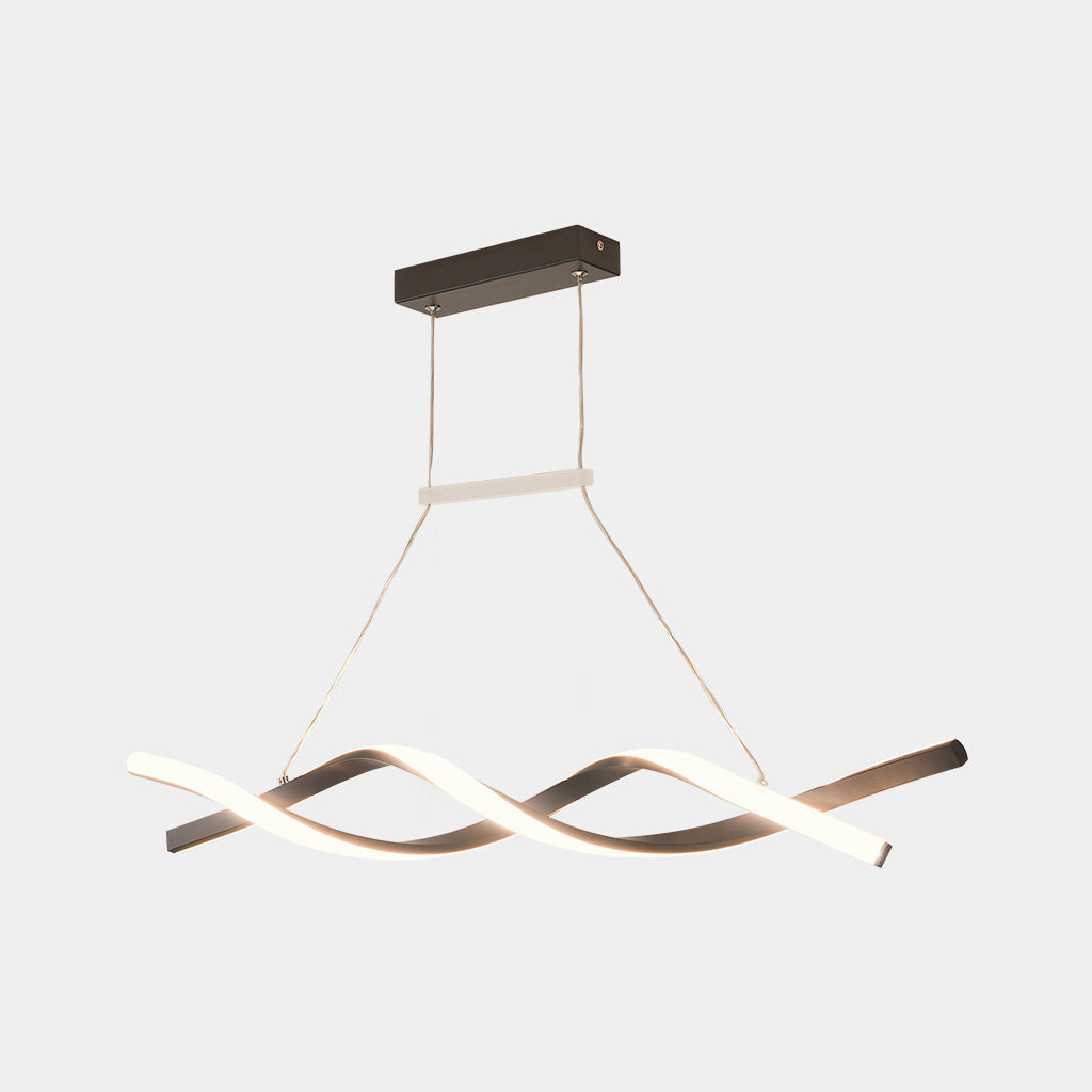 Linear Chandelier Ceiling Light LED Exquisite Curved Wavy Helix, Aluminum