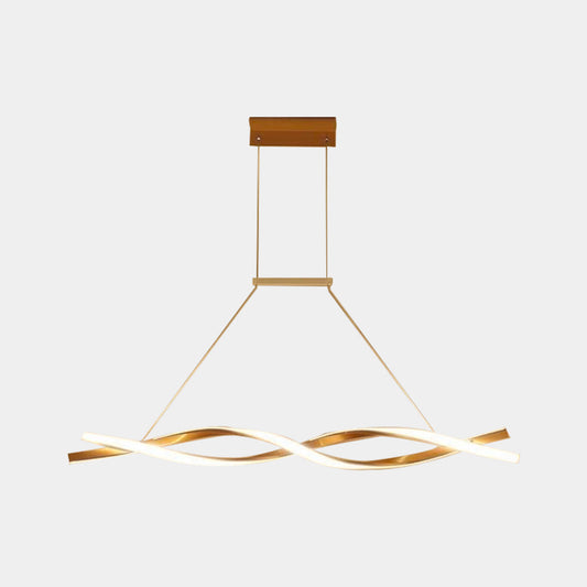 Linear Chandelier Ceiling Light LED Exquisite Curved Wavy Helix, Aluminum