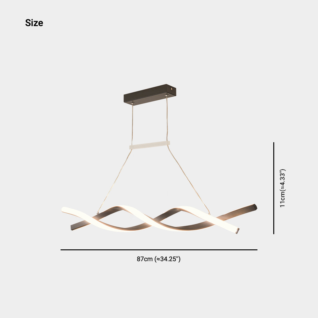 Linear Chandelier Ceiling Light LED Exquisite Curved Wavy Helix, Aluminum