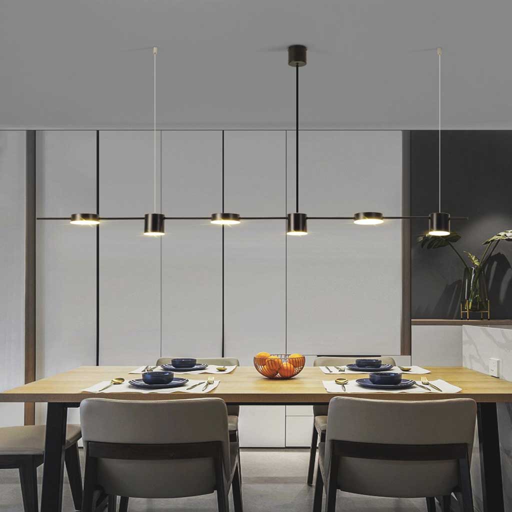 Chandelier Minimalist Linear Multi-Light Dimmable LED, Gold/Black