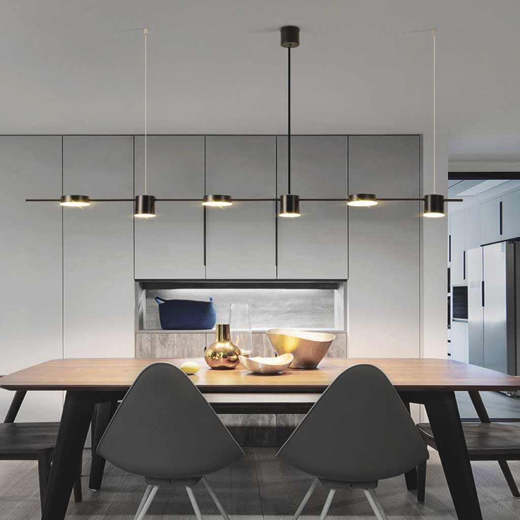 Chandelier Minimalist Linear Multi-Light Dimmable LED, Gold/Black