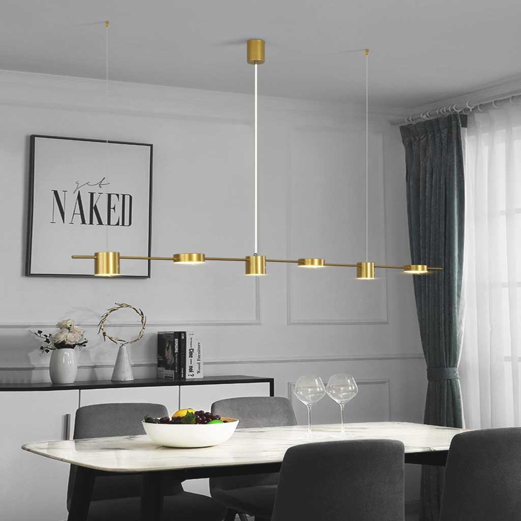 Chandelier Minimalist Linear Multi-Light Dimmable LED, Gold/Black