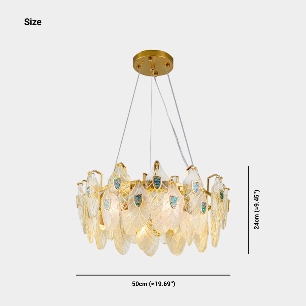 Chandelier Luxurious Crystal Glass Feather, Gold