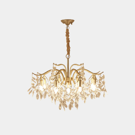 Chandelier Luxury French Decorative Gold Branch Crystal Drop