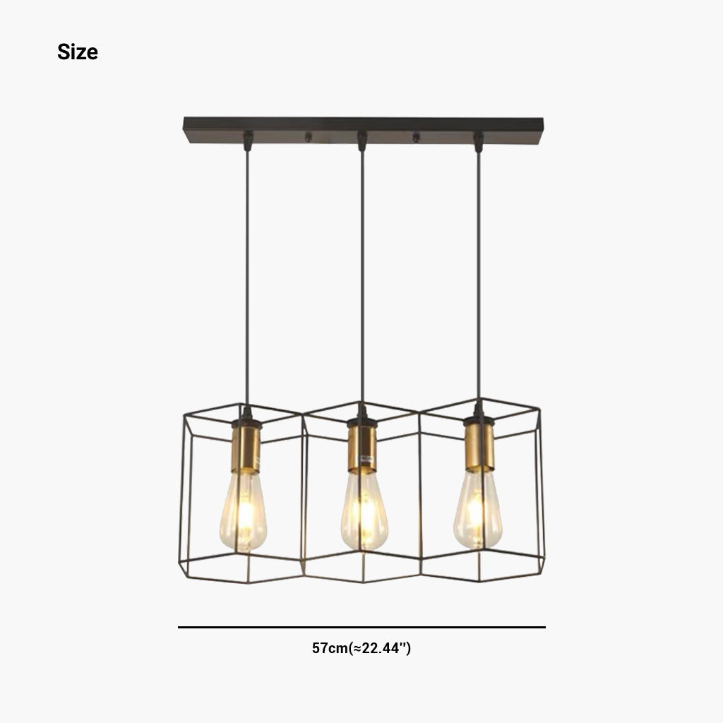 Chandelier Pendant Light Industrial Geometric Metal Frame, Black
