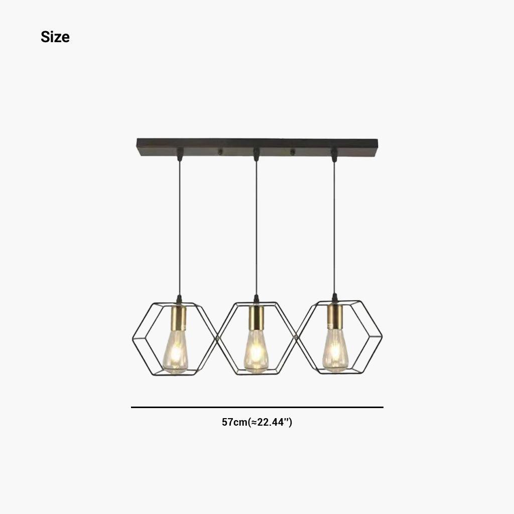 Chandelier Pendant Light Industrial Geometric Metal Frame, Black