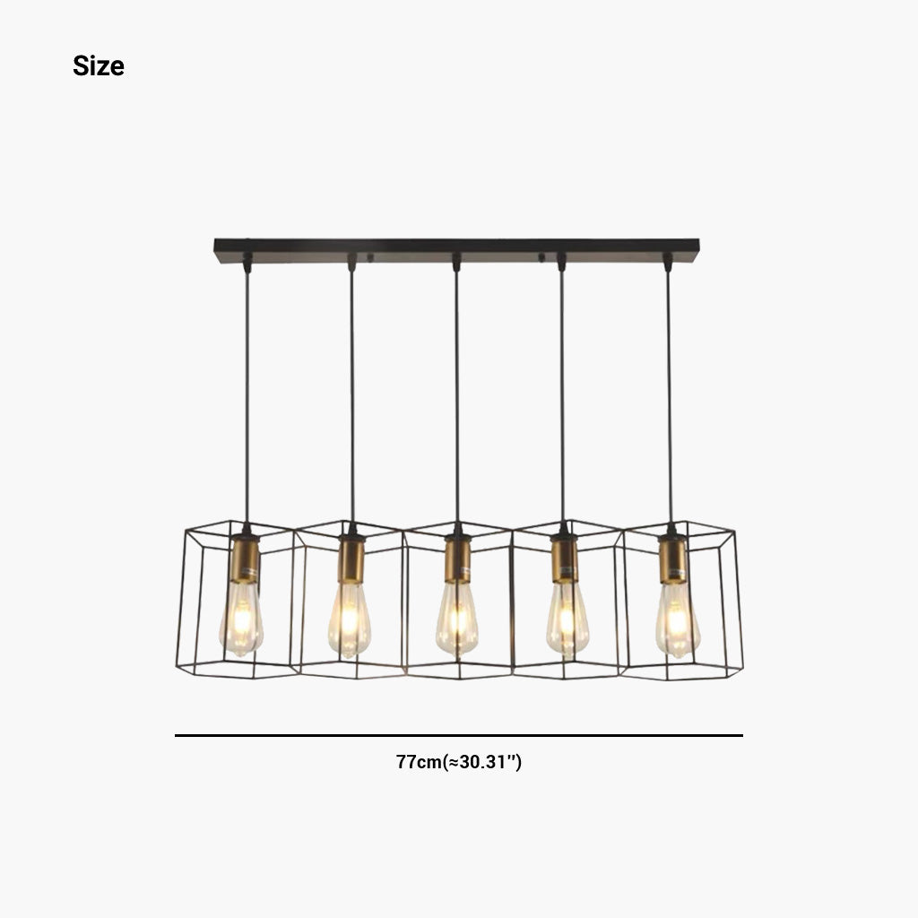 Chandelier Pendant Light Industrial Geometric Metal Frame, Black