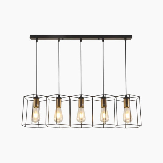 Chandelier Pendant Light Industrial Geometric Metal Frame, Black
