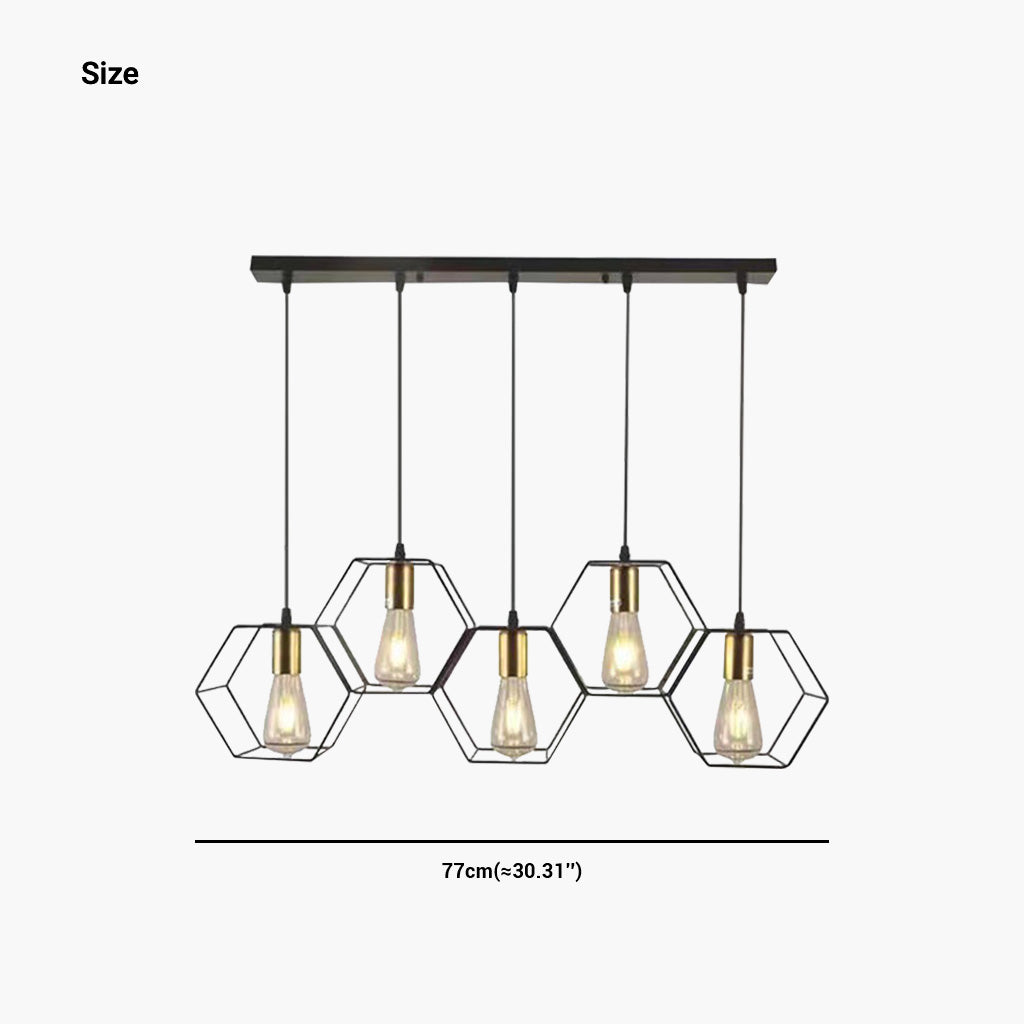 Chandelier Pendant Light Industrial Geometric Metal Frame, Black