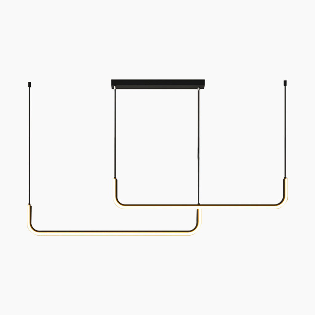Chandelier Pendant Light Minimalist Metal Linear LED, Gold / Black