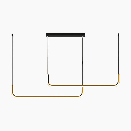 Chandelier Pendant Light Minimalist Metal Linear LED, Gold / Black