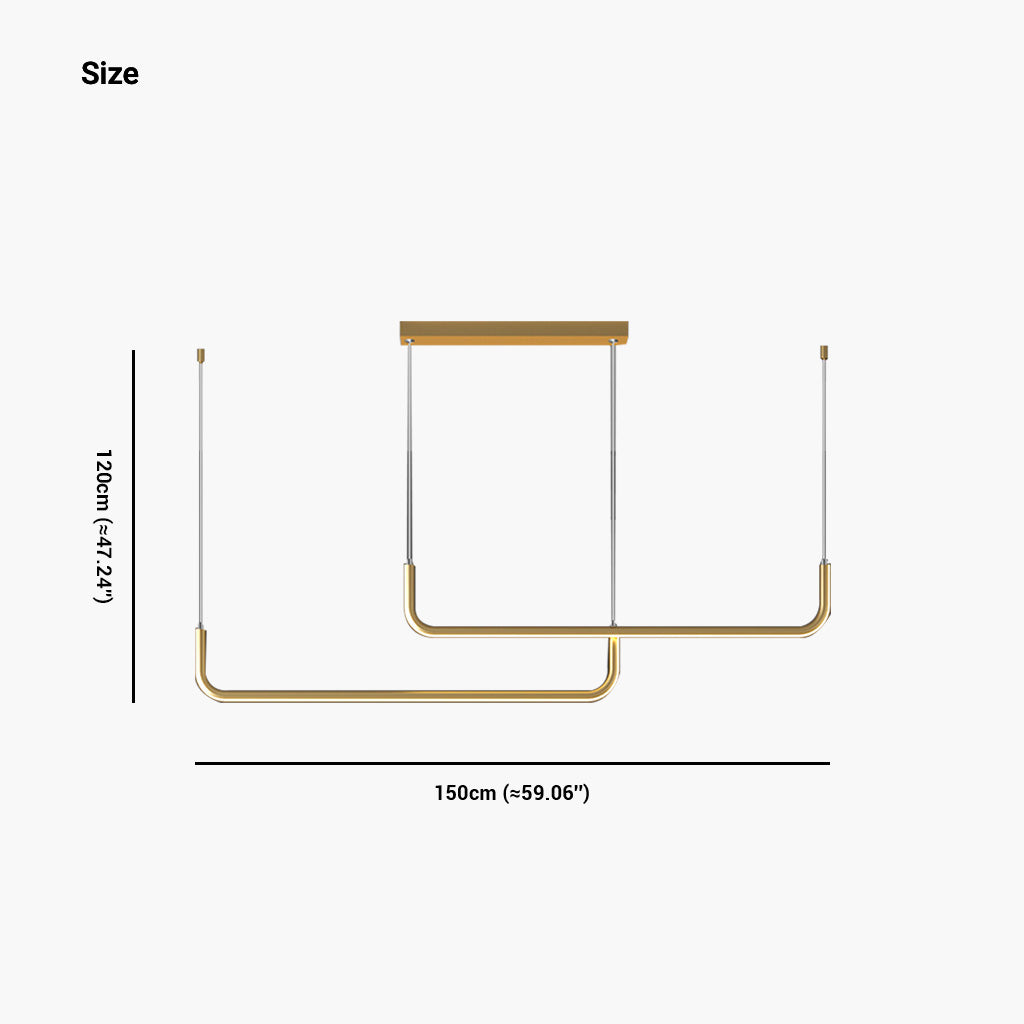 Chandelier Pendant Light Minimalist Metal Linear LED, Gold / Black