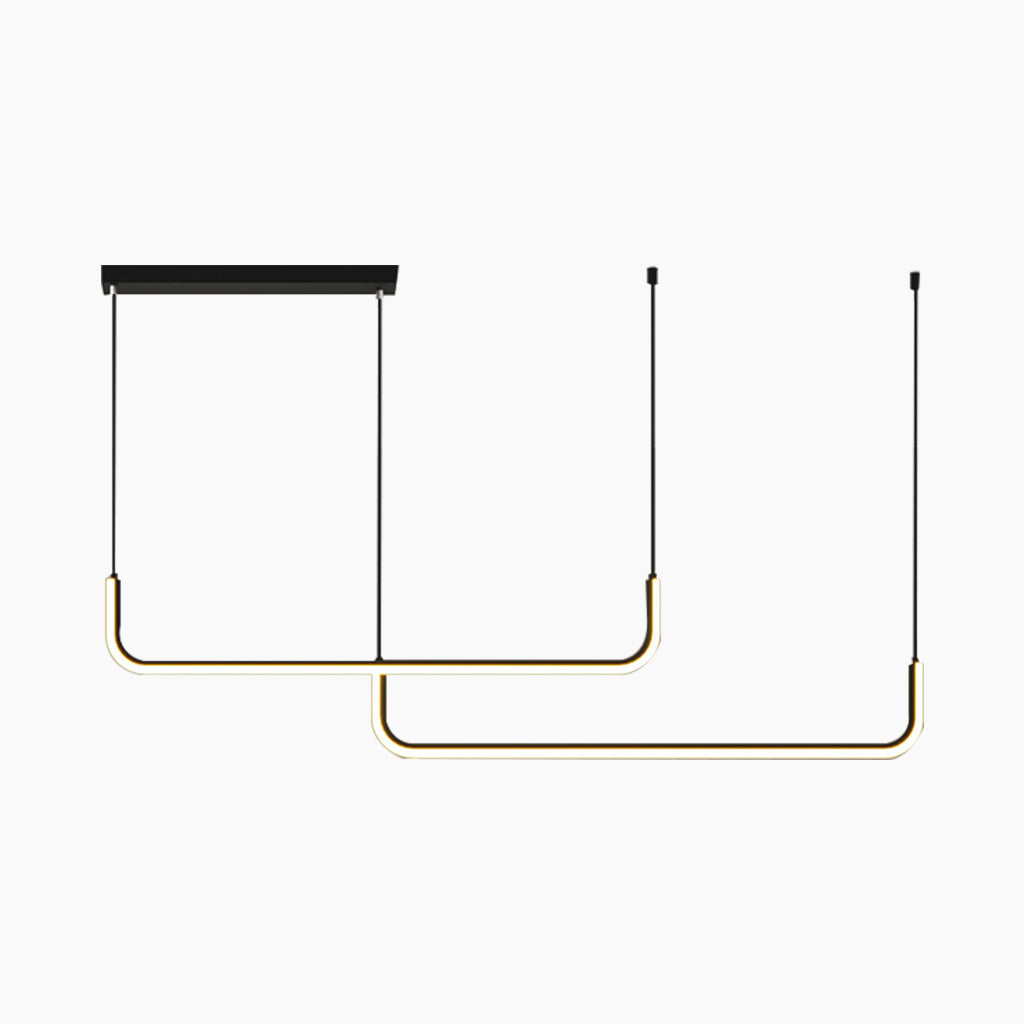 Chandelier Pendant Light Minimalist Metal Linear LED, Gold / Black