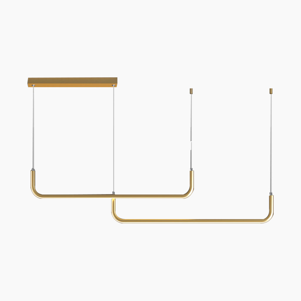 Chandelier Pendant Light Minimalist Metal Linear LED, Gold / Black